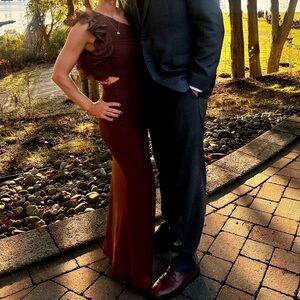 Brown one shoulder dress